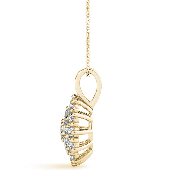 14K Yellow Gold Diamond Cluster Fashion Pendant