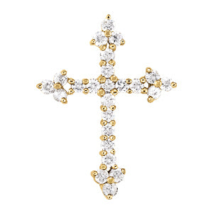 14K White Gold Diamond Cross Pendant