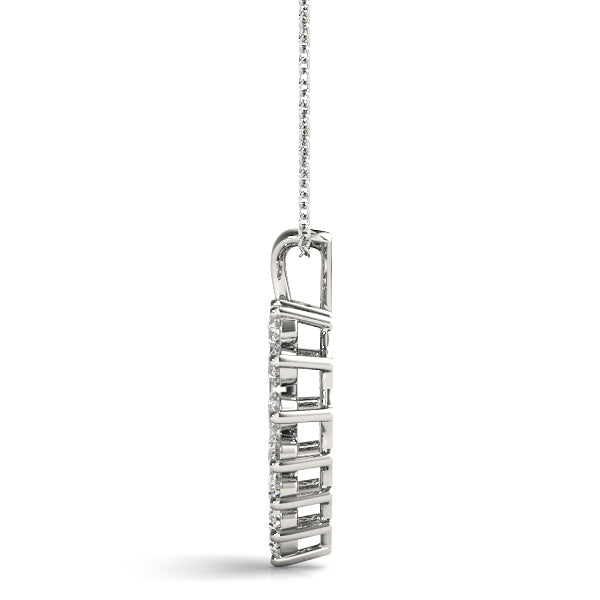 18K White Gold Round Diamond Fashion Pendant