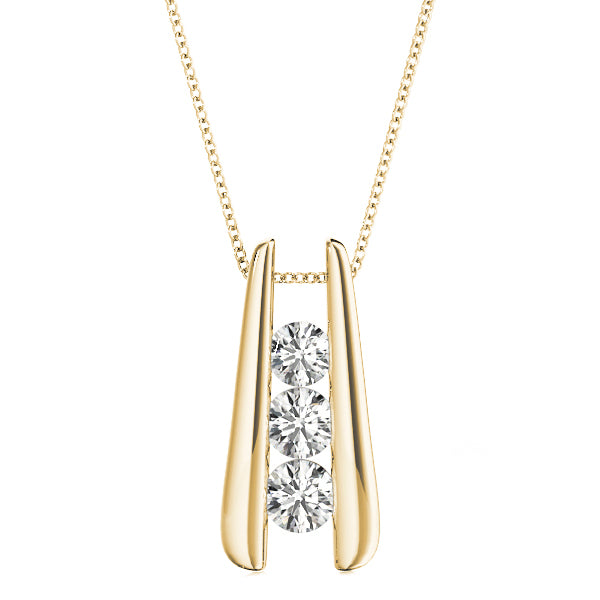 18K Yellow Gold 1 ct Diamond Three-Stone Pendant