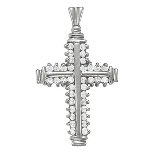 Platinum White Diamond Fashion Cross Pendant