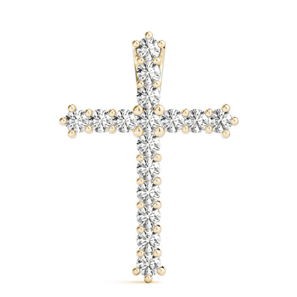 18K Yellow Gold Diamond Cross Pendant