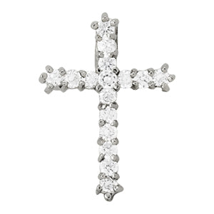 14K White Gold 1 CT Diamond Cross Pendant