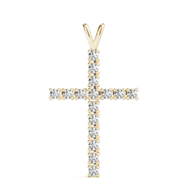 18K Yellow Gold Diamond Cross Pendant