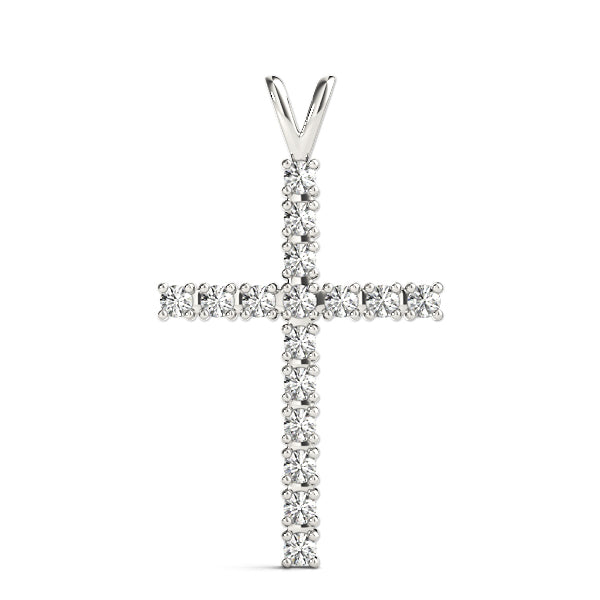 Platinum Round Diamond Fashion Cross Pendant