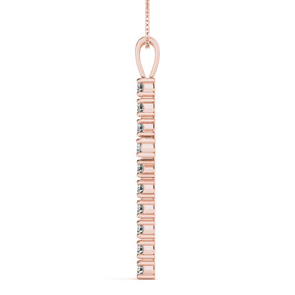 18K Rose Gold Diamond Cross Pendant
