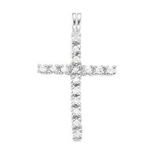 Platinum Round Diamond Fashion Cross Pendant