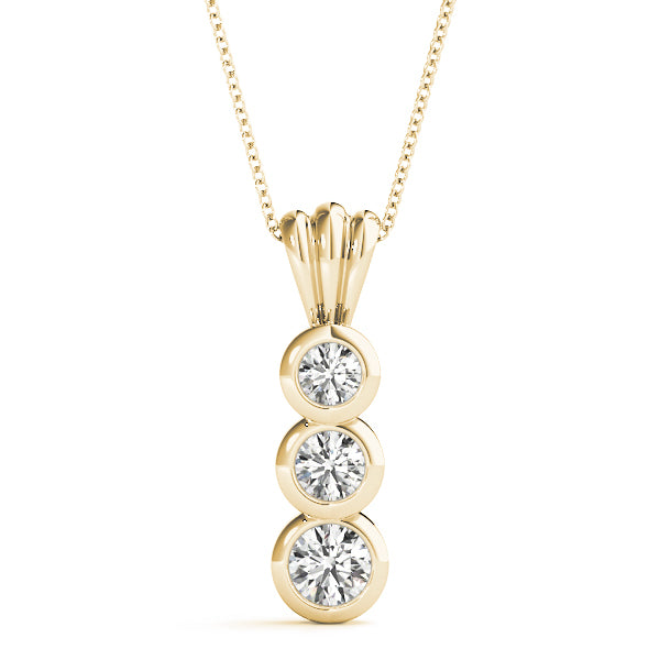 18K Yellow Gold 1/2 ct Diamond Three-Stone Pendant