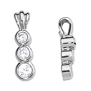 18K White Gold 1/2 ct Diamond Three-Stone Pendant Necklace