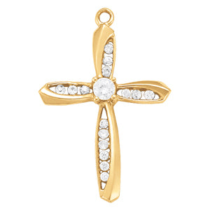 14K White Gold Diamond Cross Pendant