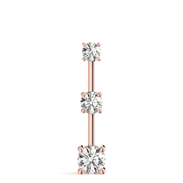 14K Rose Gold 1 ct Diamond Three-Stone Pendant Necklace