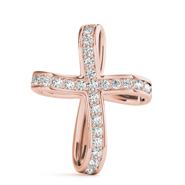 18K Rose Gold Round Diamond Fashion Pendant
