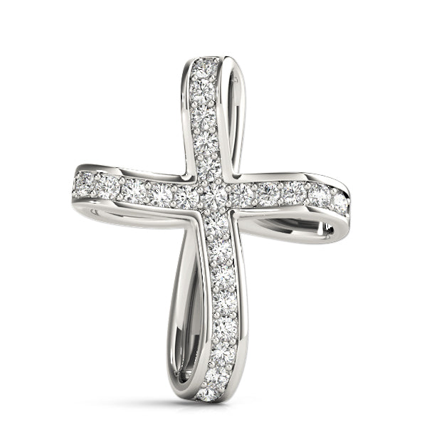 Platinum White Diamond Cross Pendant