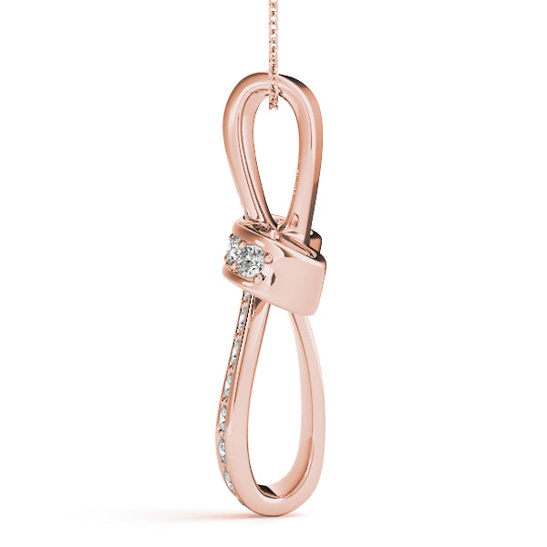 18K Rose Gold Round Diamond Fashion Pendant