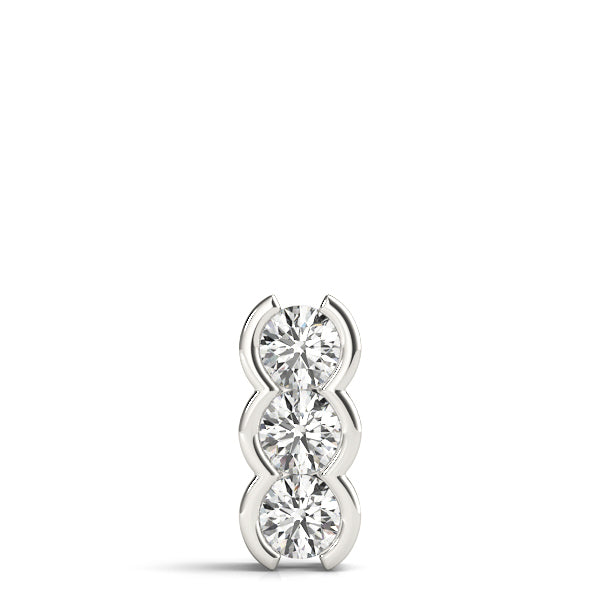 Platinum 1 CT Three Stone Diamond Pendant Necklace