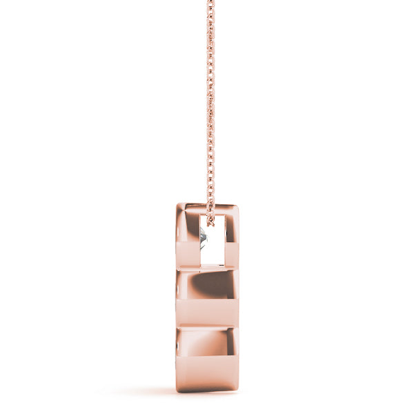18K Rose Gold 1 ct Three Stone Diamond Pendant