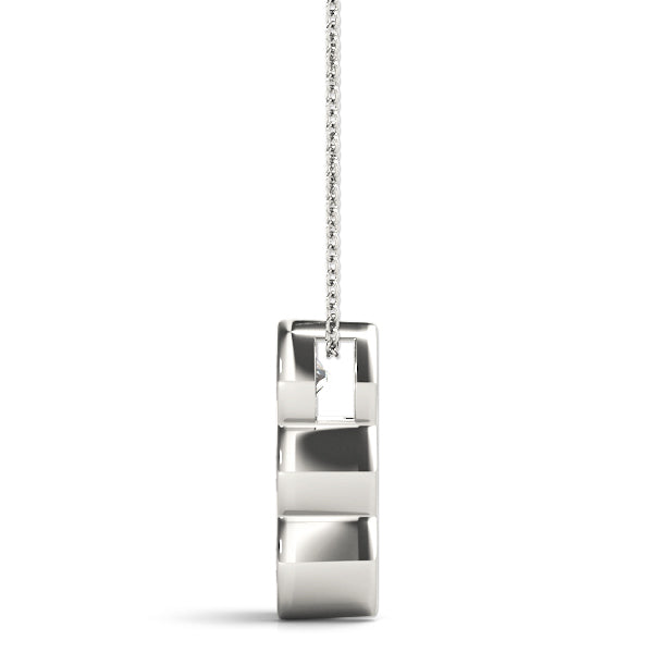 14K White Gold 1 CT Three Stone Diamond Pendant