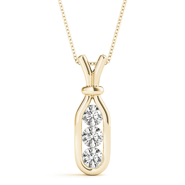 18K Yellow Gold 3-Stone Diamond Pendant