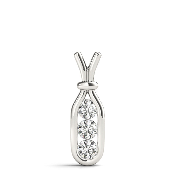 18K White Gold Three-Stone Diamond Pendant