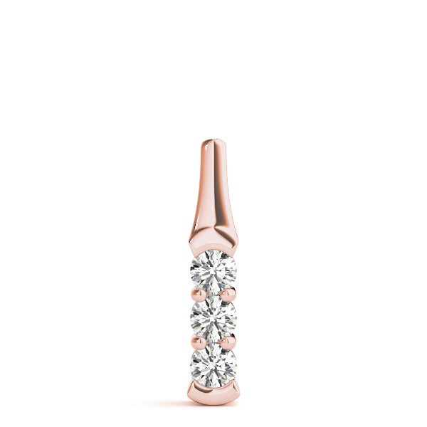 18K Rose Gold 1 ct Three Stone Diamond Pendant
