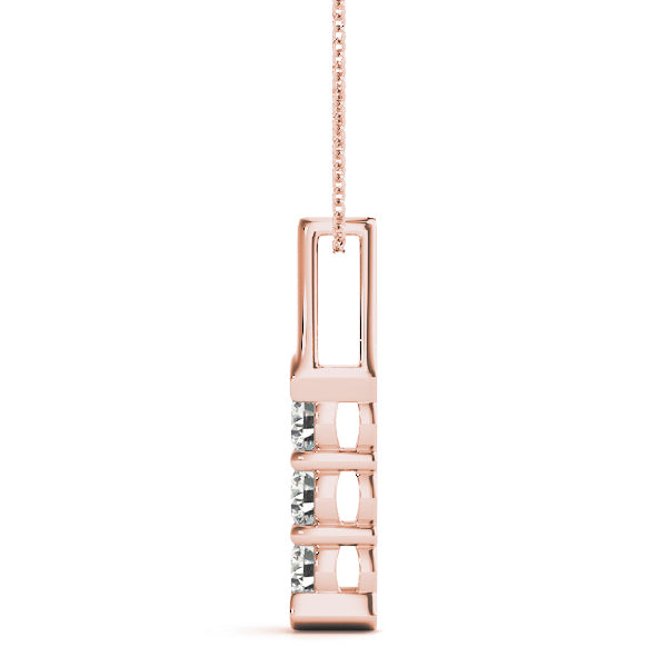 18K Rose Gold 1 ct Three Stone Diamond Pendant
