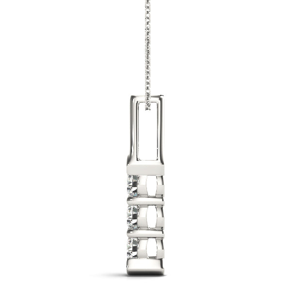 14K White Gold 3-Stone Diamond Pendant