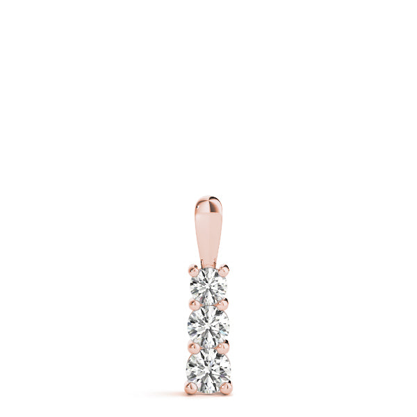 18K Rose Gold Diamond Three Stone Pendant Necklace