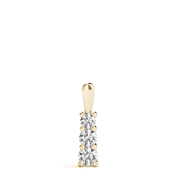 18K Yellow Gold Diamond Three Stone Pendant Necklace