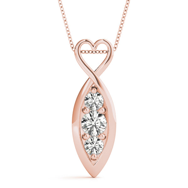 Rose Gold 0.5 CT Diamond Three Stone Pendant
