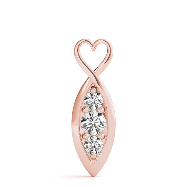 Rose Gold 0.5 CT Diamond Three Stone Pendant