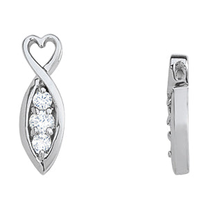 14K White Gold 1/2 ct Diamond Three Stone Pendant