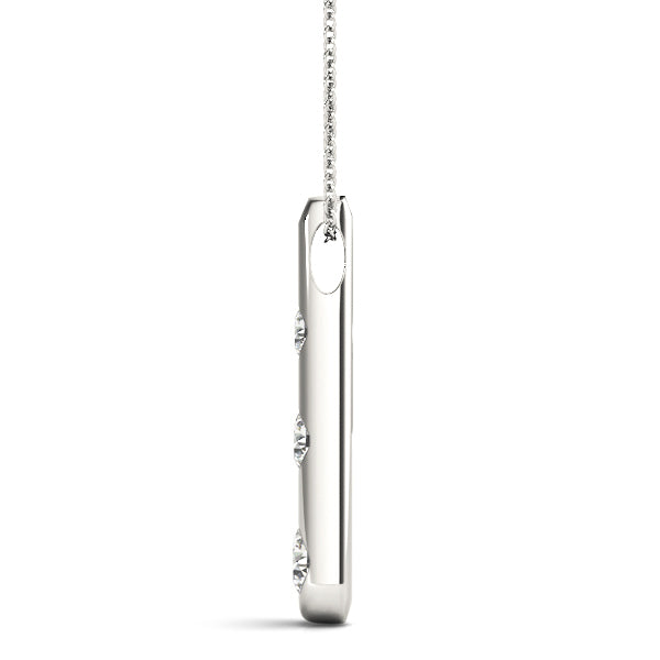 18K White Gold 1/2 ctw Three Stone Diamond Pendant