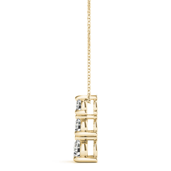 14K Yellow Gold Round Diamond 3-Stone Pendant