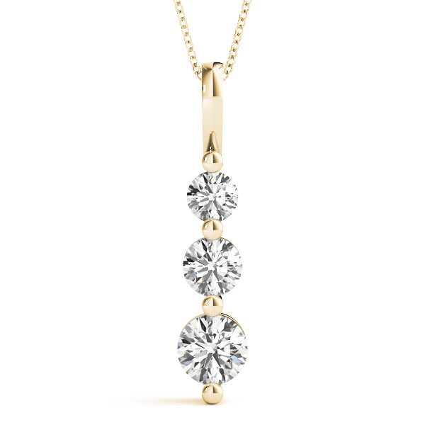 14K Yellow Gold 1 ct Round Diamond Pendant