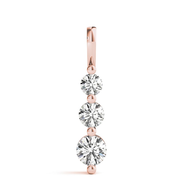 18K Rose Gold 1 ct tw Three Stone Diamond Pendant