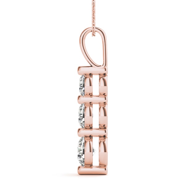 14K Rose Gold 1 ct tw Three Stone Diamond Pendant