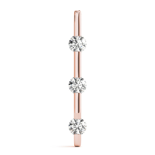 18K Rose Gold 1 ct Three Stone Diamond Pendant