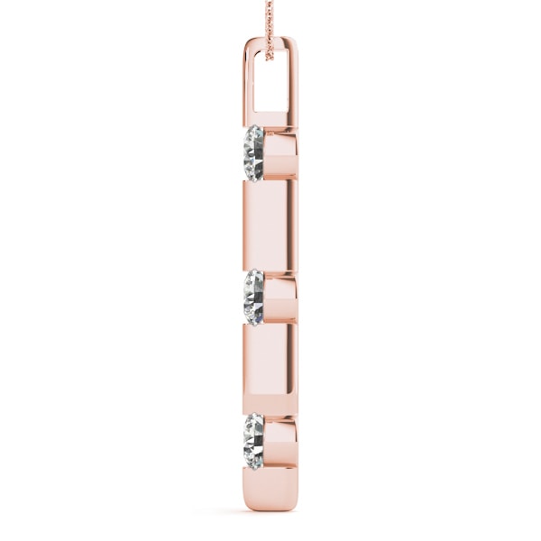 18K Rose Gold 1 ct tw Three Stone Diamond Pendant