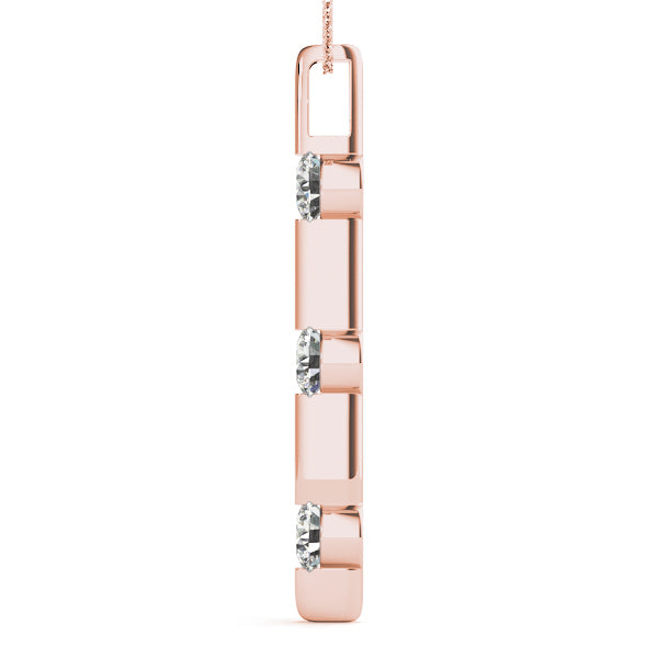 18K Rose Gold 1 ct Three Stone Diamond Pendant