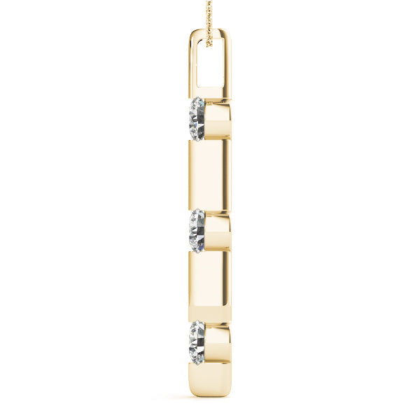 18K Yellow Gold 3-Stone Diamond Pendant