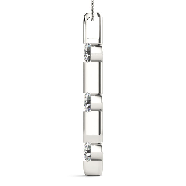 Platinum 1 CT Diamond Three Stone Pendant Necklace