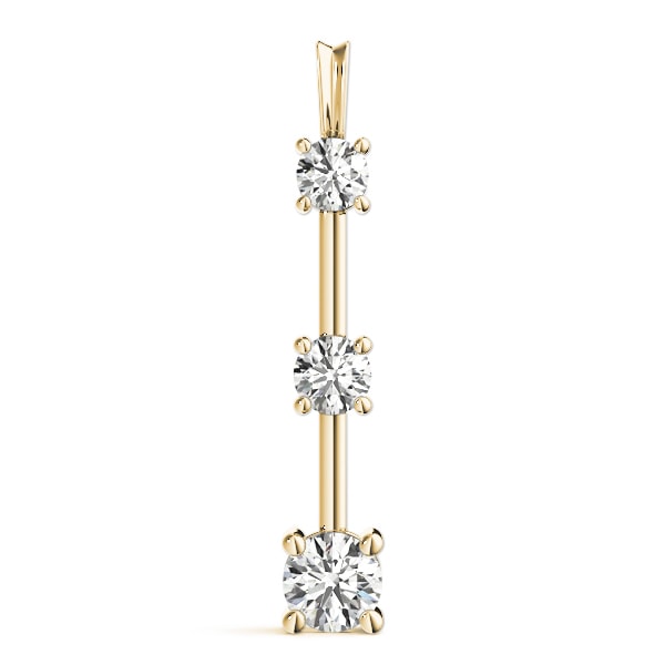 14K Yellow Gold 1 ct tw Three Stone Diamond Pendant