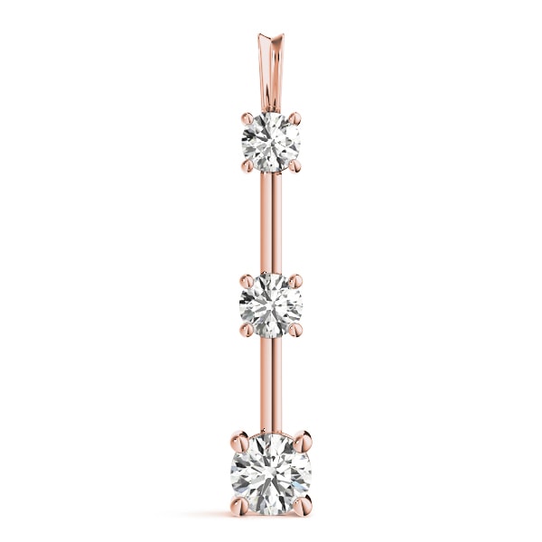 18K Rose Gold 1 ct tw Three Stone Diamond Pendant