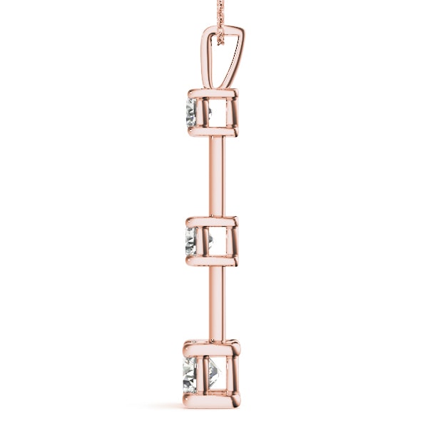 14K Rose Gold 1 ct tw Three Stone Diamond Pendant