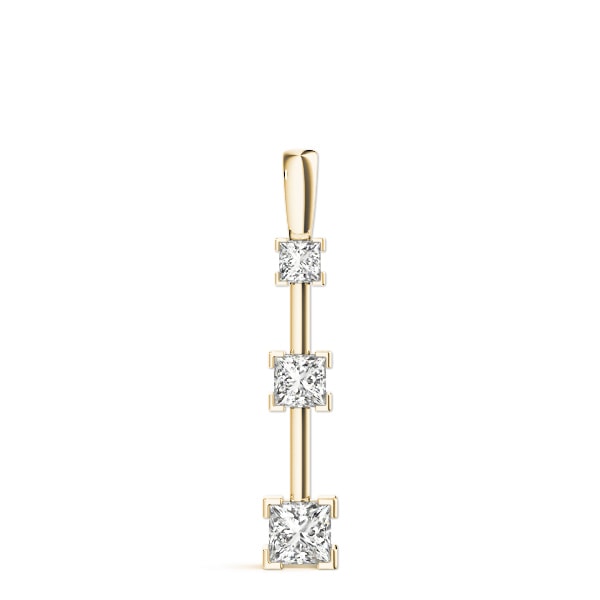 18K Yellow Gold 1 1/3 ct tw Three Stone Diamond Pendant