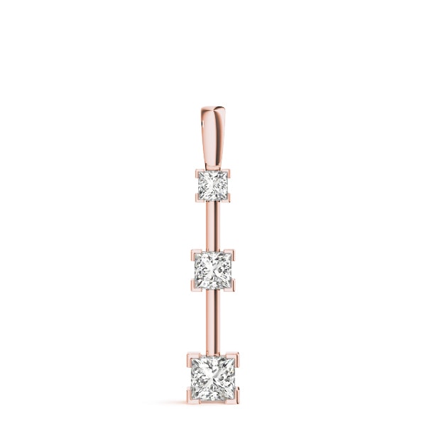 14K Rose Gold 1 1/3 ct tw Three Stone Diamond Pendant