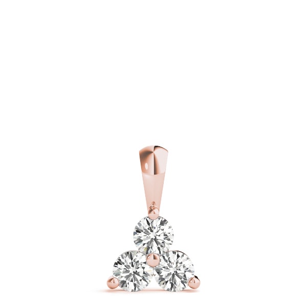 14K Rose Gold 1 ct tw Three Stone Diamond Pendant