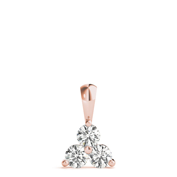 18K Rose Gold 1 ct Three Stone Diamond Pendant