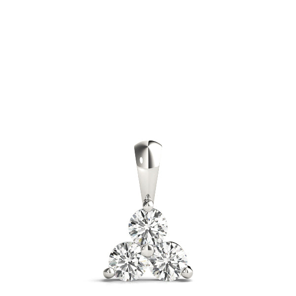 14K White Gold 1 CT Three Stone Diamond Pendant