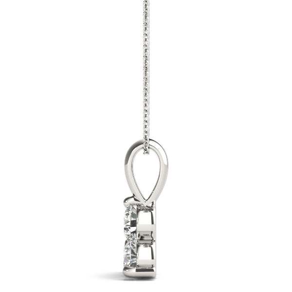 14K White Gold 1 CT Three Stone Diamond Pendant